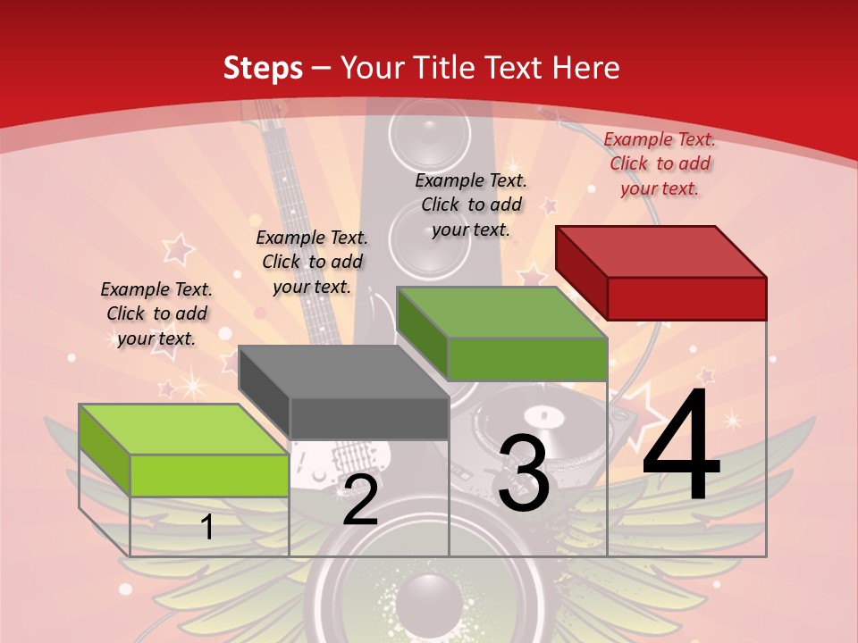 A Music Powerpoint Presentation With Speakers And Guitars PowerPoint Template