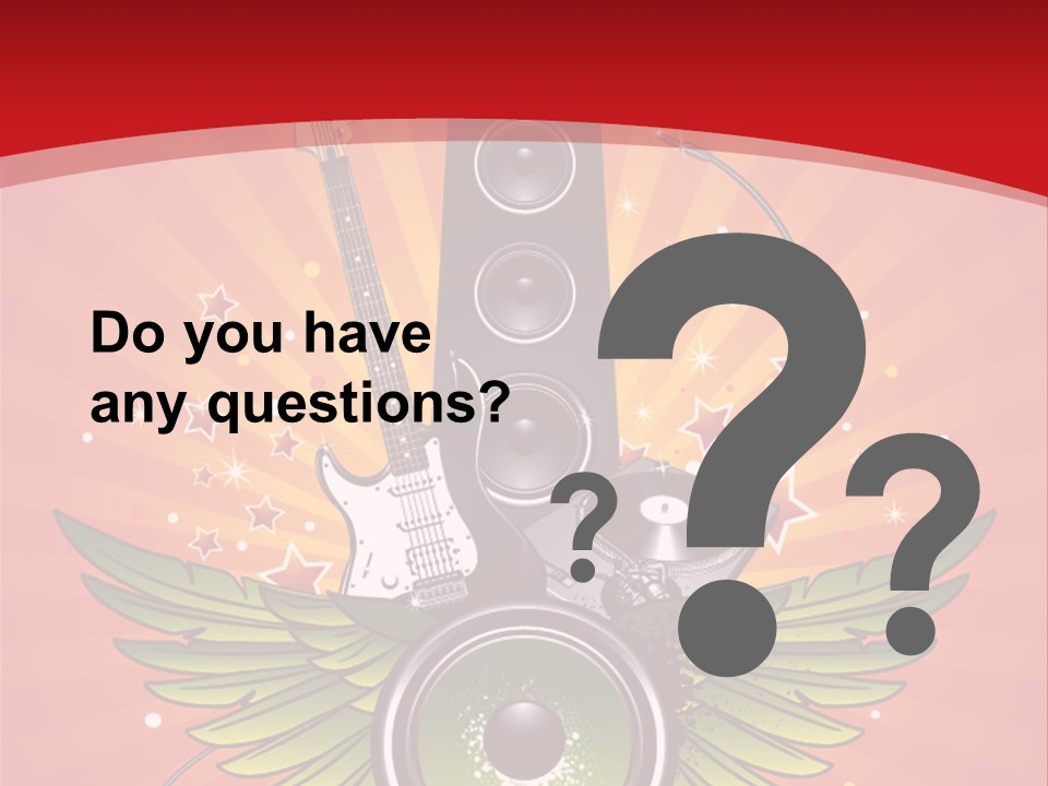 A Music Powerpoint Presentation With Speakers And Guitars PowerPoint Template