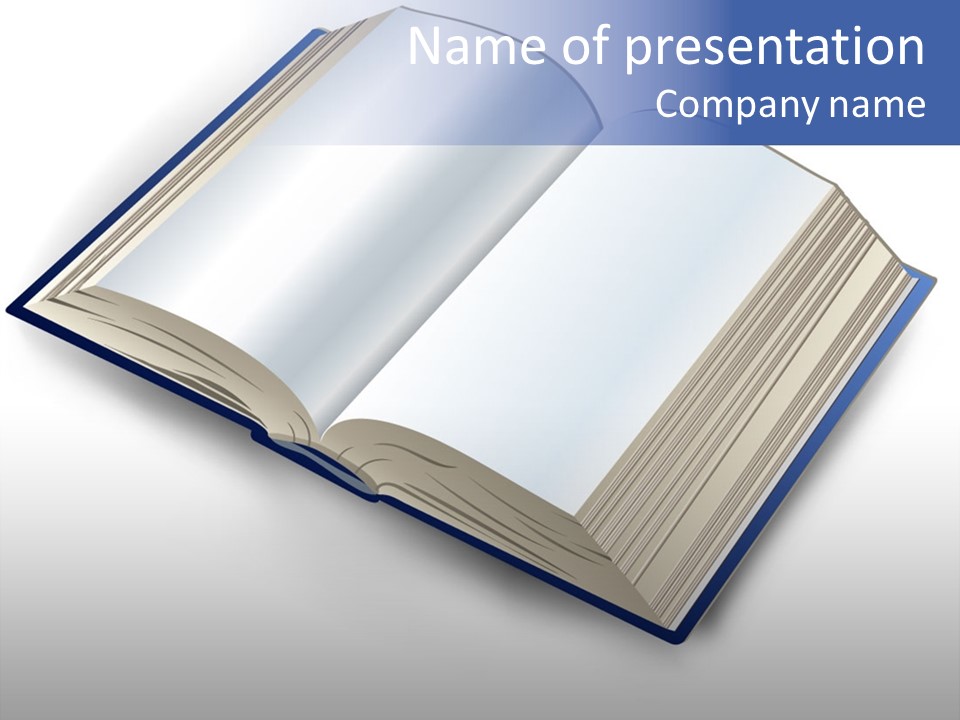 An Open Book On A White Background With A Blue Border PowerPoint Template