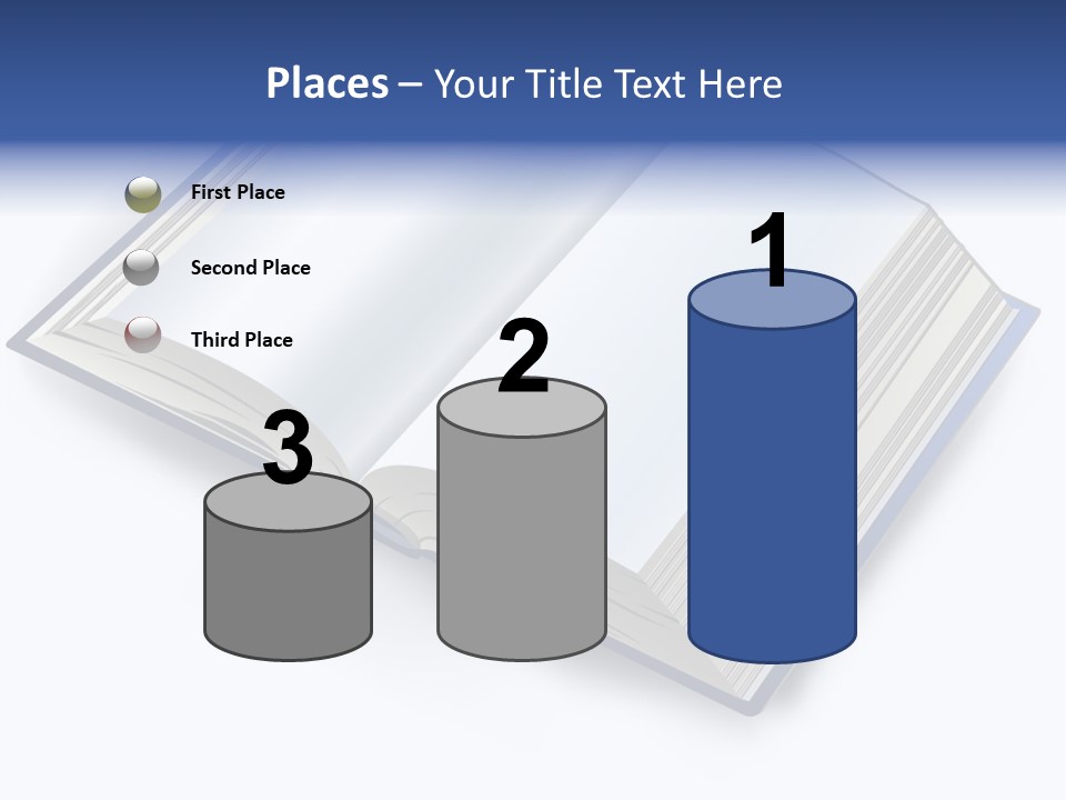 An Open Book On A White Background With A Blue Border PowerPoint Template