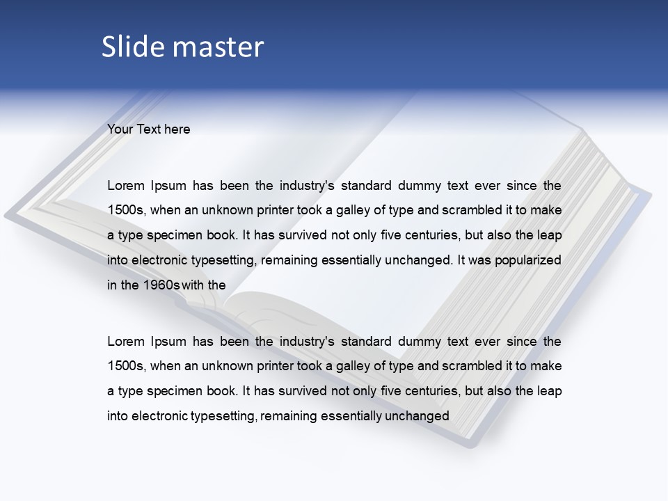 An Open Book On A White Background With A Blue Border PowerPoint Template