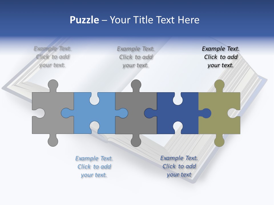 An Open Book On A White Background With A Blue Border PowerPoint Template