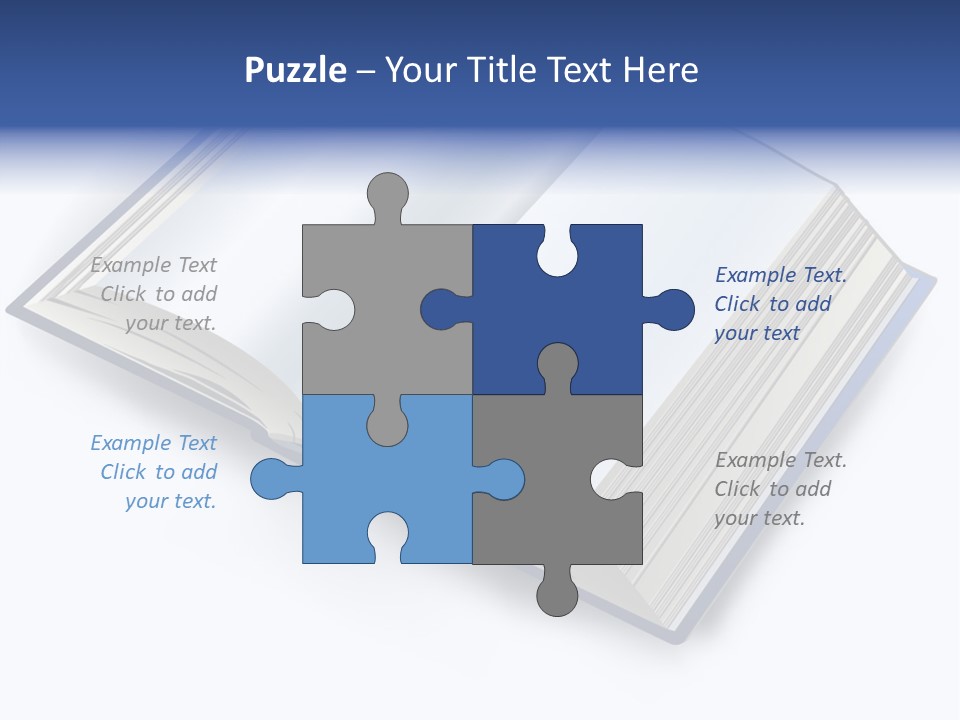 An Open Book On A White Background With A Blue Border PowerPoint Template