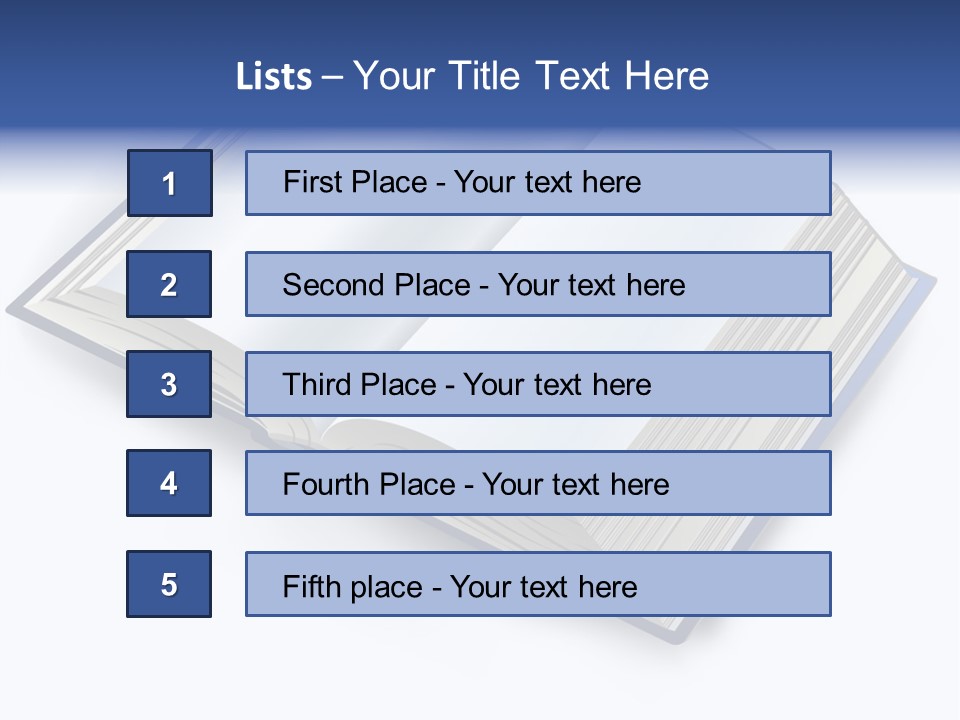 An Open Book On A White Background With A Blue Border PowerPoint Template