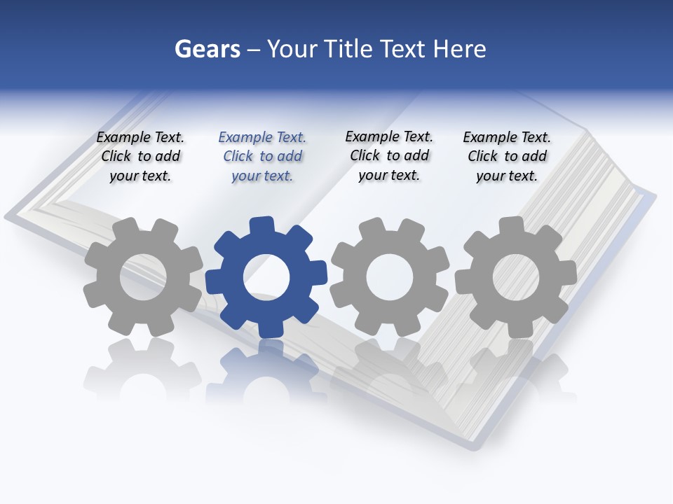 An Open Book On A White Background With A Blue Border PowerPoint Template