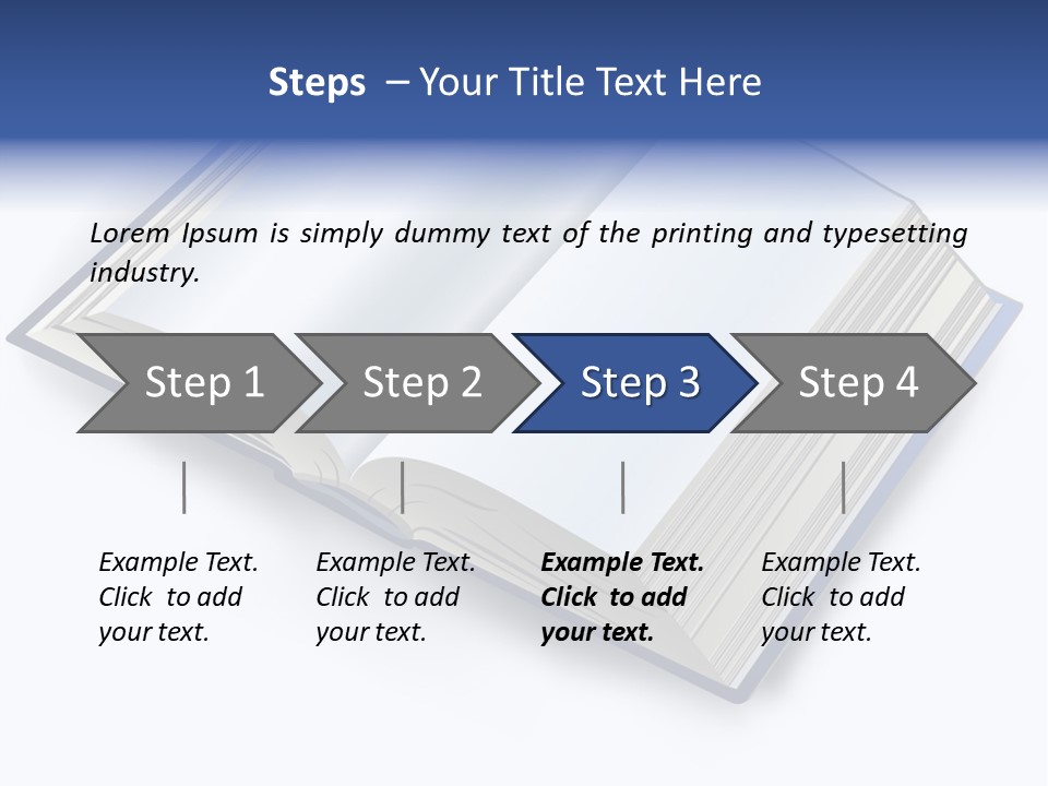 An Open Book On A White Background With A Blue Border PowerPoint Template