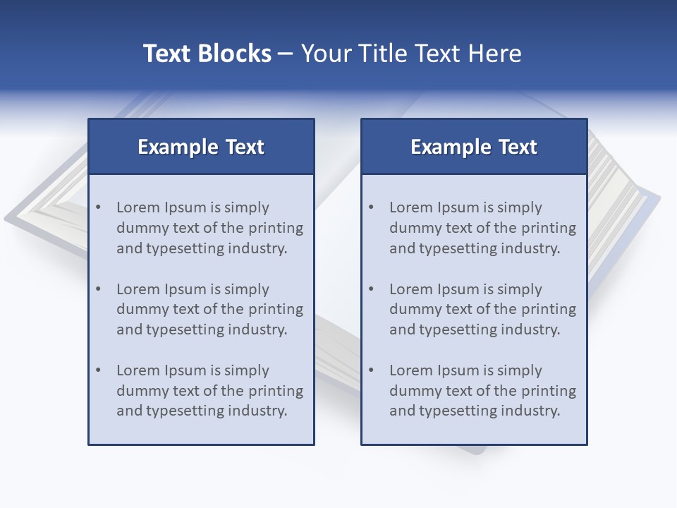 An Open Book On A White Background With A Blue Border PowerPoint Template