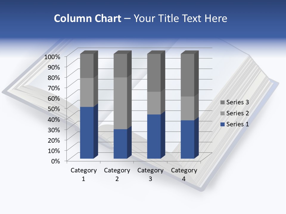 An Open Book On A White Background With A Blue Border PowerPoint Template