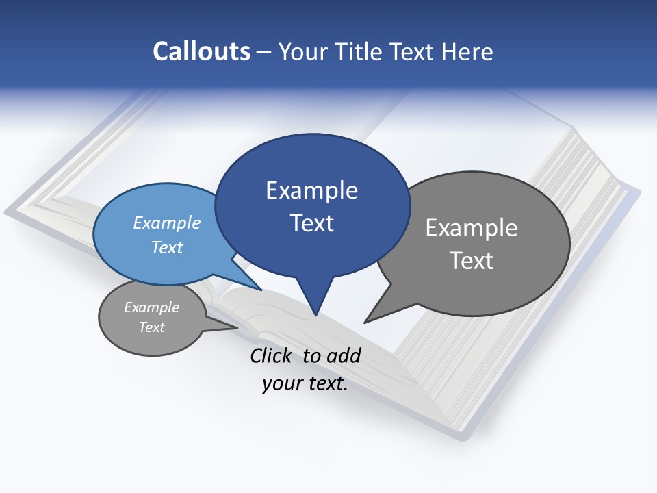 An Open Book On A White Background With A Blue Border PowerPoint Template