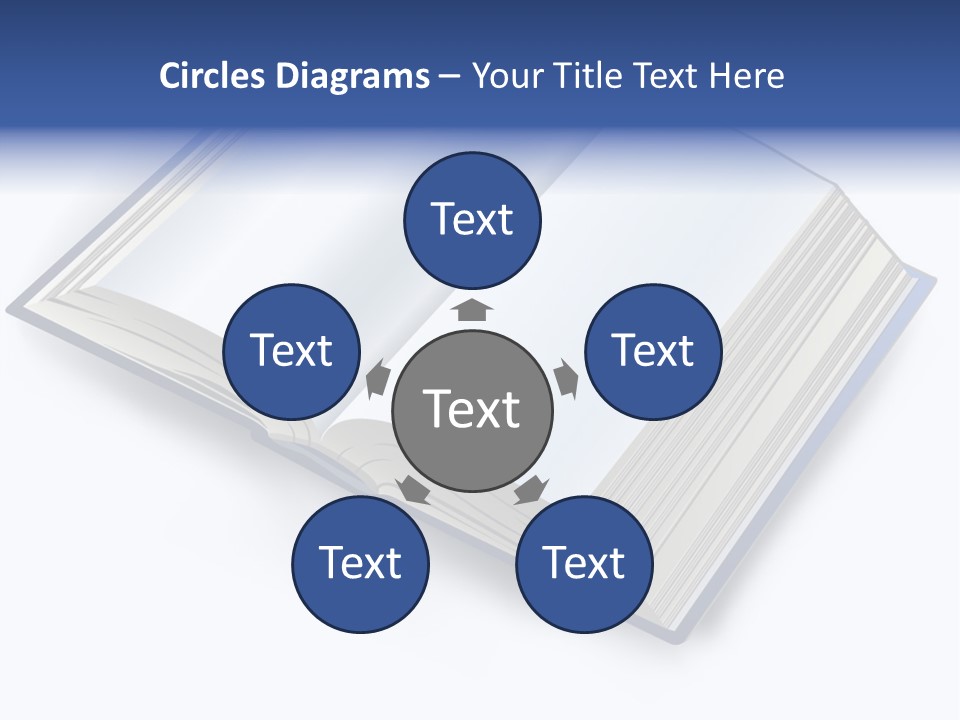 An Open Book On A White Background With A Blue Border PowerPoint Template