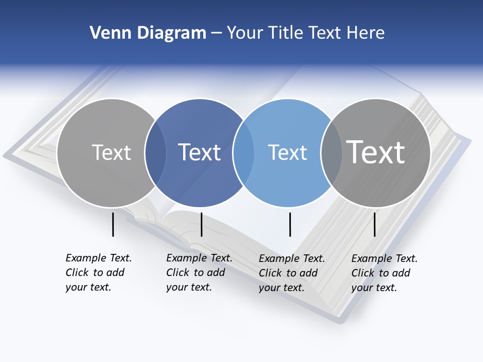 An Open Book On A White Background With A Blue Border PowerPoint Template