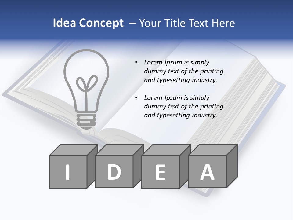 An Open Book On A White Background With A Blue Border PowerPoint Template