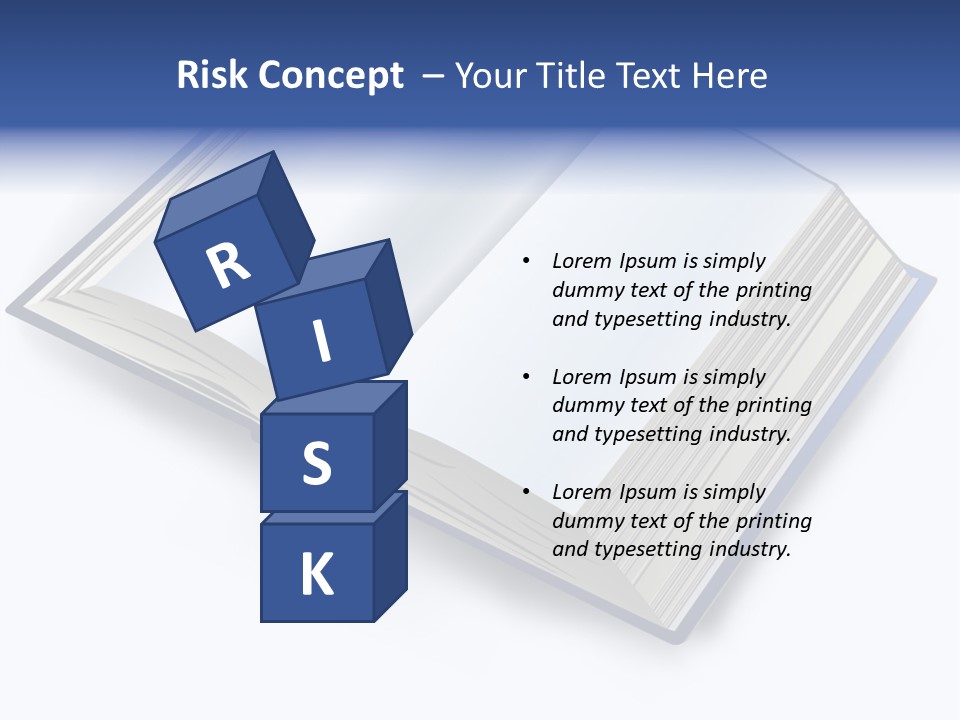 An Open Book On A White Background With A Blue Border PowerPoint Template