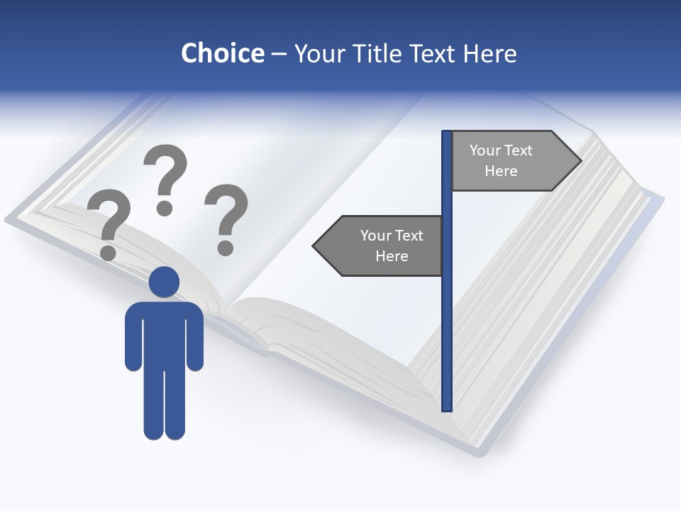 An Open Book On A White Background With A Blue Border PowerPoint Template