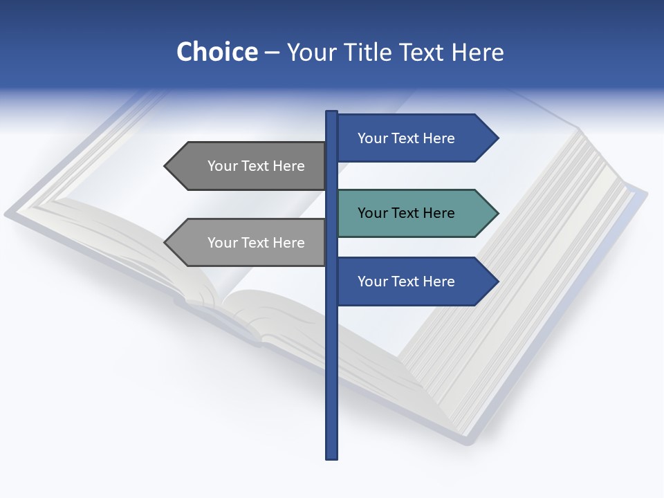 An Open Book On A White Background With A Blue Border PowerPoint Template