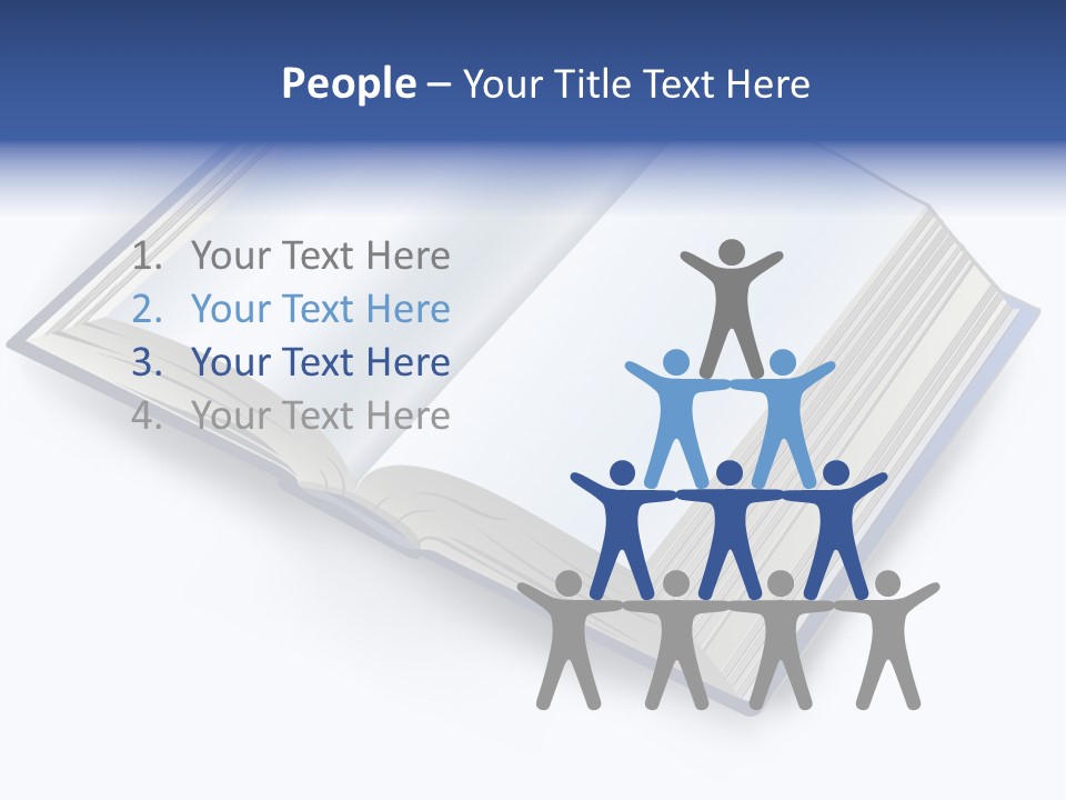 An Open Book On A White Background With A Blue Border PowerPoint Template