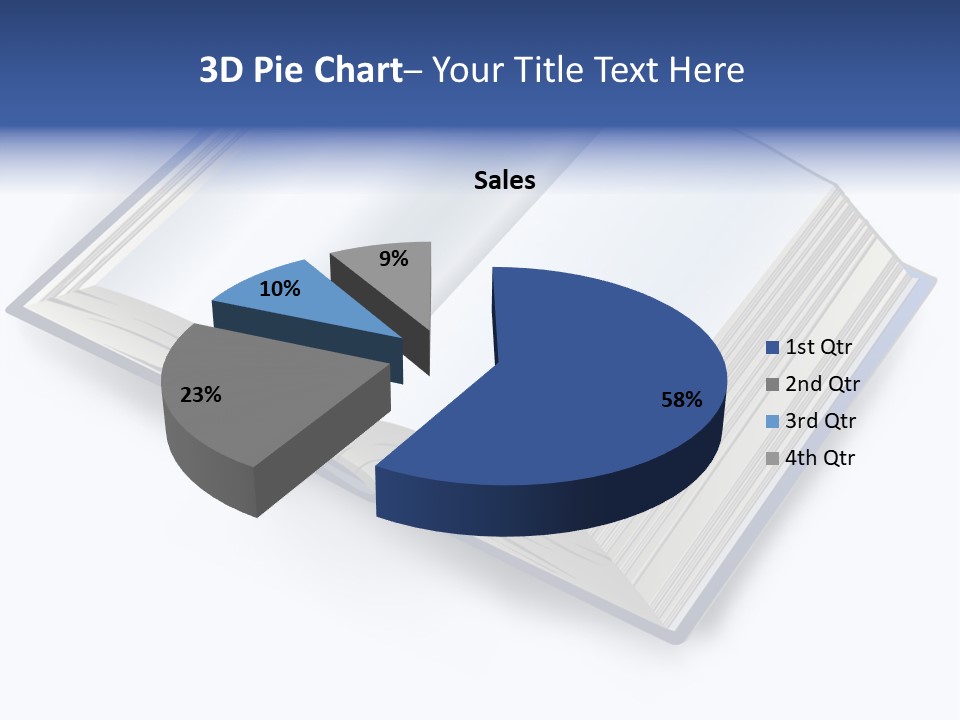 An Open Book On A White Background With A Blue Border PowerPoint Template