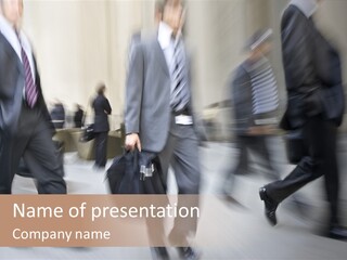 A Group Of Business People Walking Down A Street PowerPoint Template