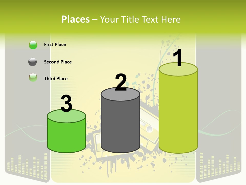 A Yellow And Black Background With A Cassette PowerPoint Template