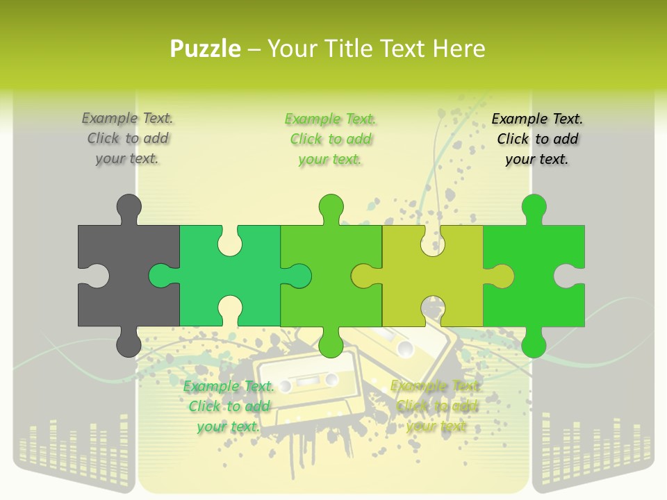 A Yellow And Black Background With A Cassette PowerPoint Template