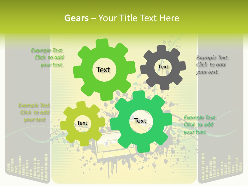 A Yellow And Black Background With A Cassette PowerPoint Template