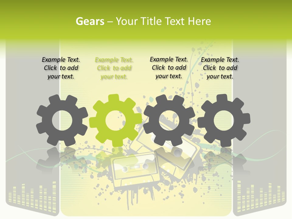 A Yellow And Black Background With A Cassette PowerPoint Template