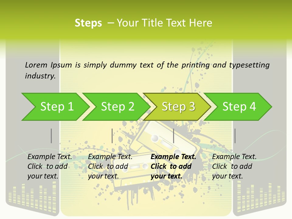 A Yellow And Black Background With A Cassette PowerPoint Template