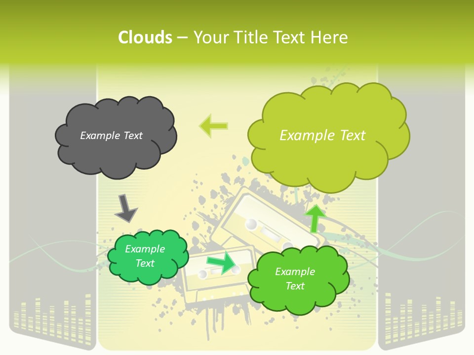 A Yellow And Black Background With A Cassette PowerPoint Template