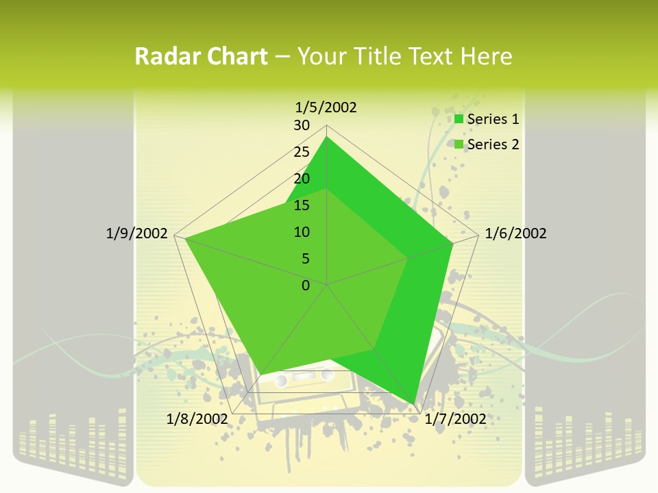 A Yellow And Black Background With A Cassette PowerPoint Template