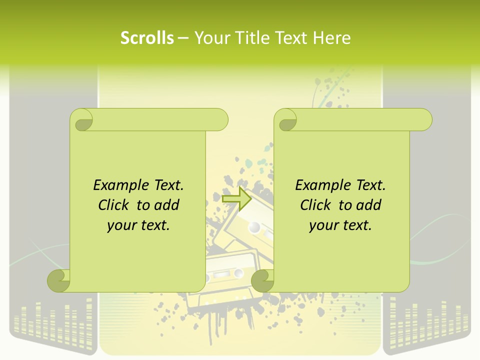 A Yellow And Black Background With A Cassette PowerPoint Template