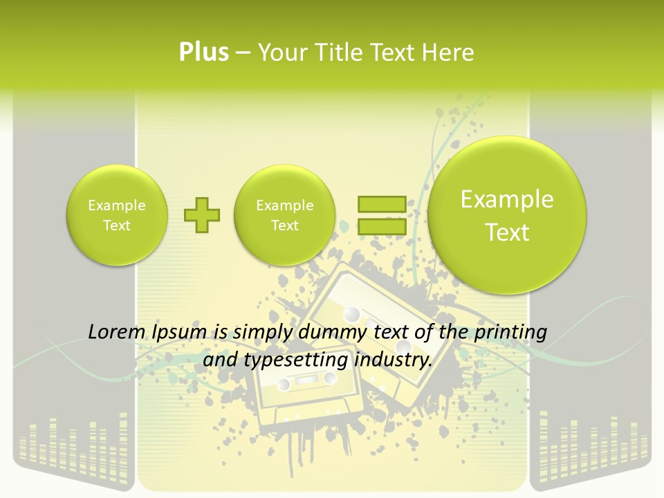 A Yellow And Black Background With A Cassette PowerPoint Template