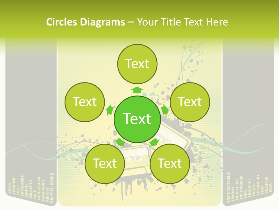 A Yellow And Black Background With A Cassette PowerPoint Template