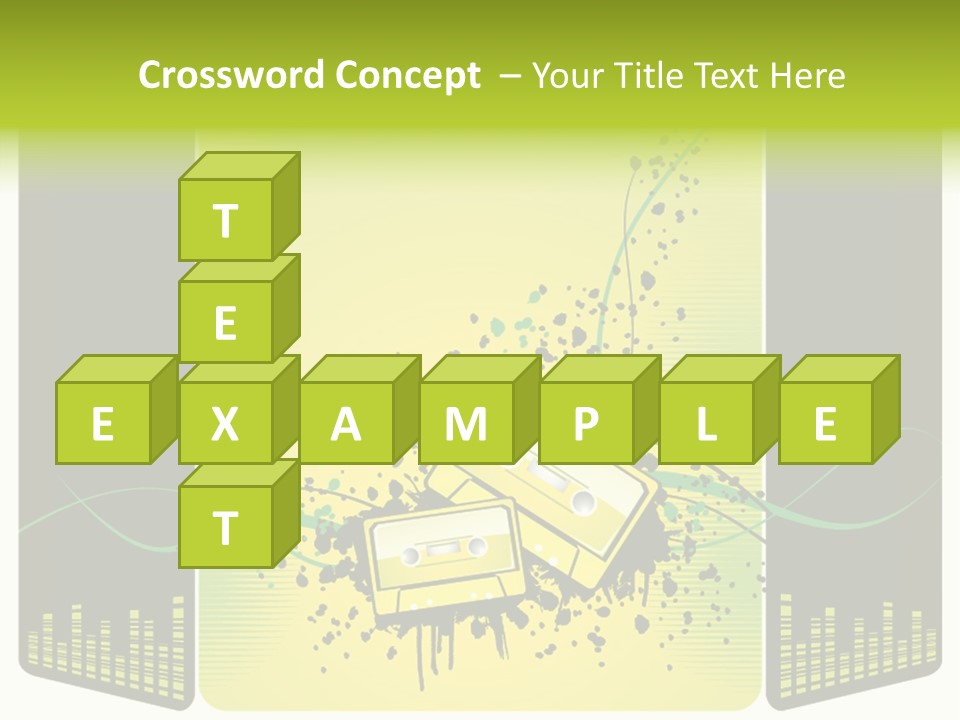 A Yellow And Black Background With A Cassette PowerPoint Template
