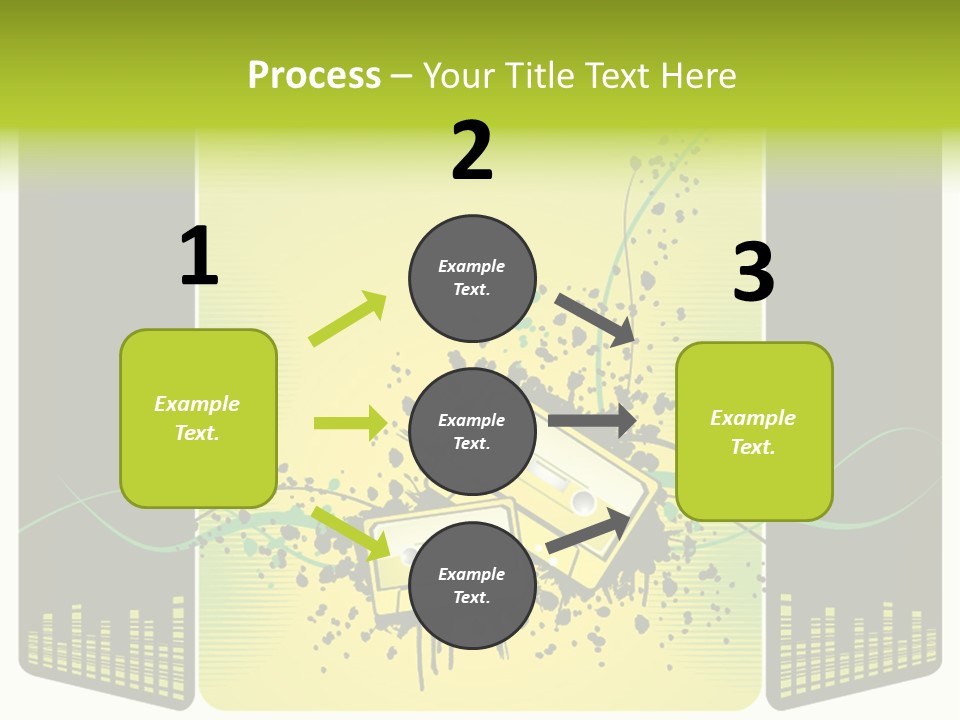 A Yellow And Black Background With A Cassette PowerPoint Template