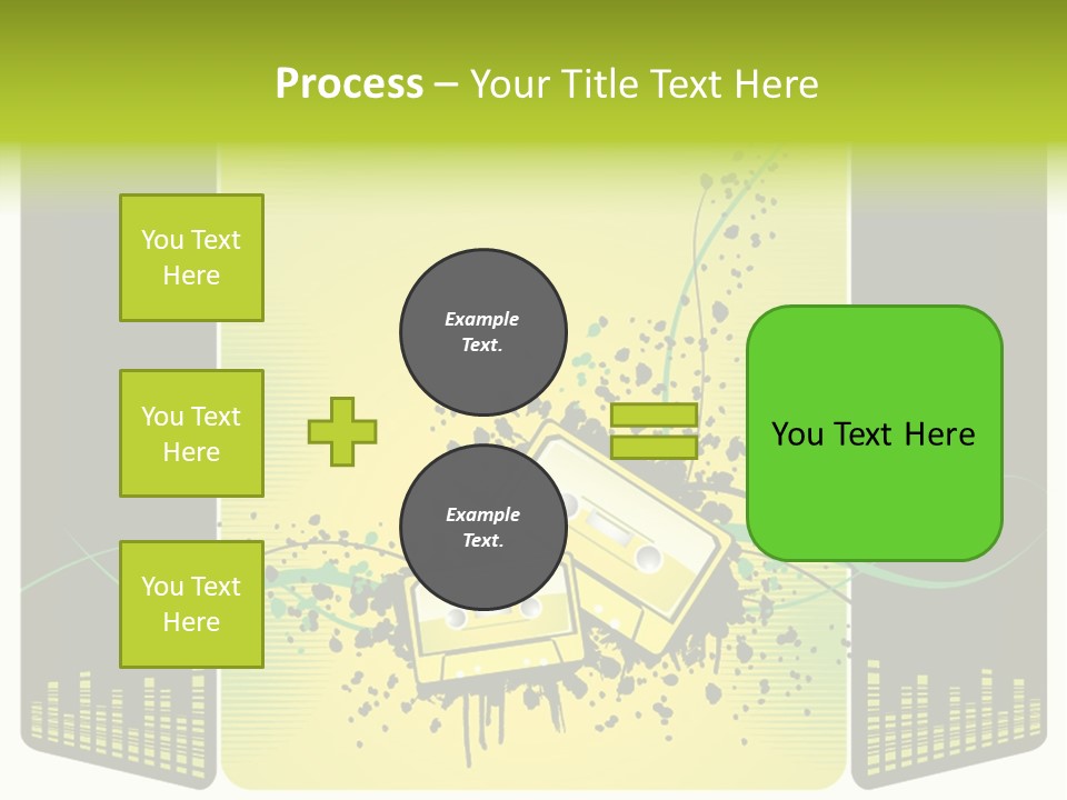 A Yellow And Black Background With A Cassette PowerPoint Template