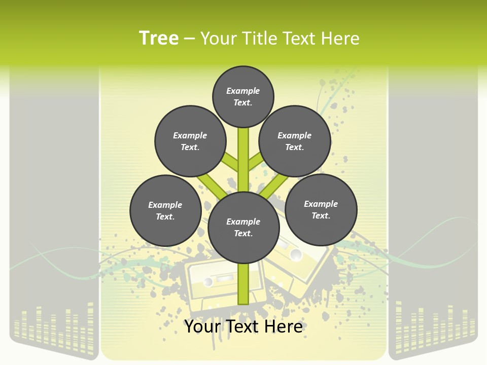 A Yellow And Black Background With A Cassette PowerPoint Template