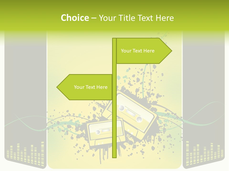 A Yellow And Black Background With A Cassette PowerPoint Template