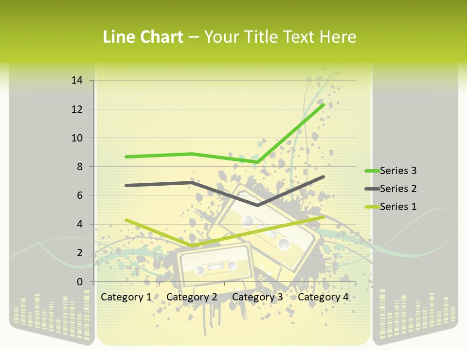 A Yellow And Black Background With A Cassette PowerPoint Template