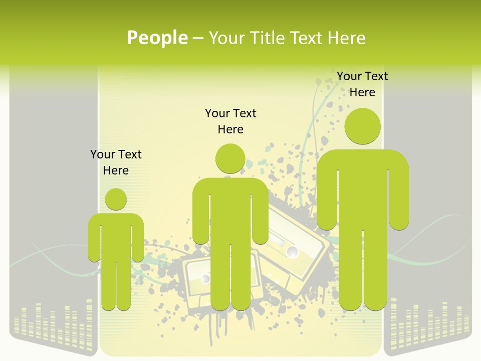 A Yellow And Black Background With A Cassette PowerPoint Template