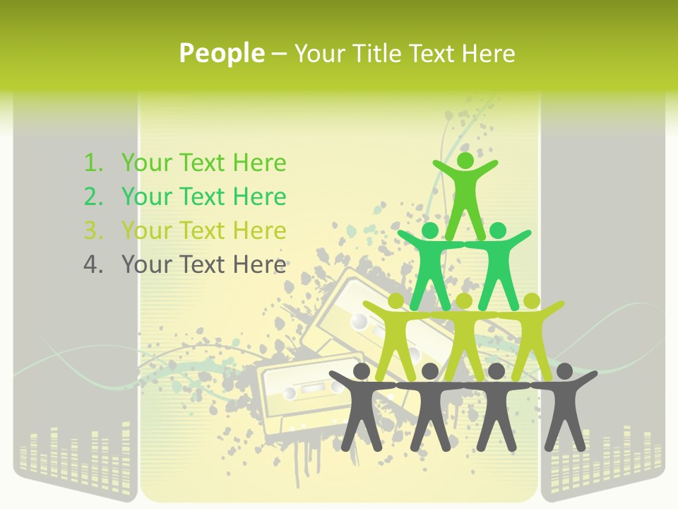 A Yellow And Black Background With A Cassette PowerPoint Template