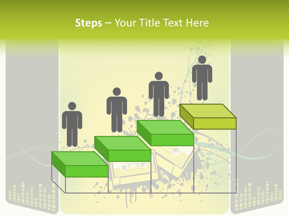 A Yellow And Black Background With A Cassette PowerPoint Template