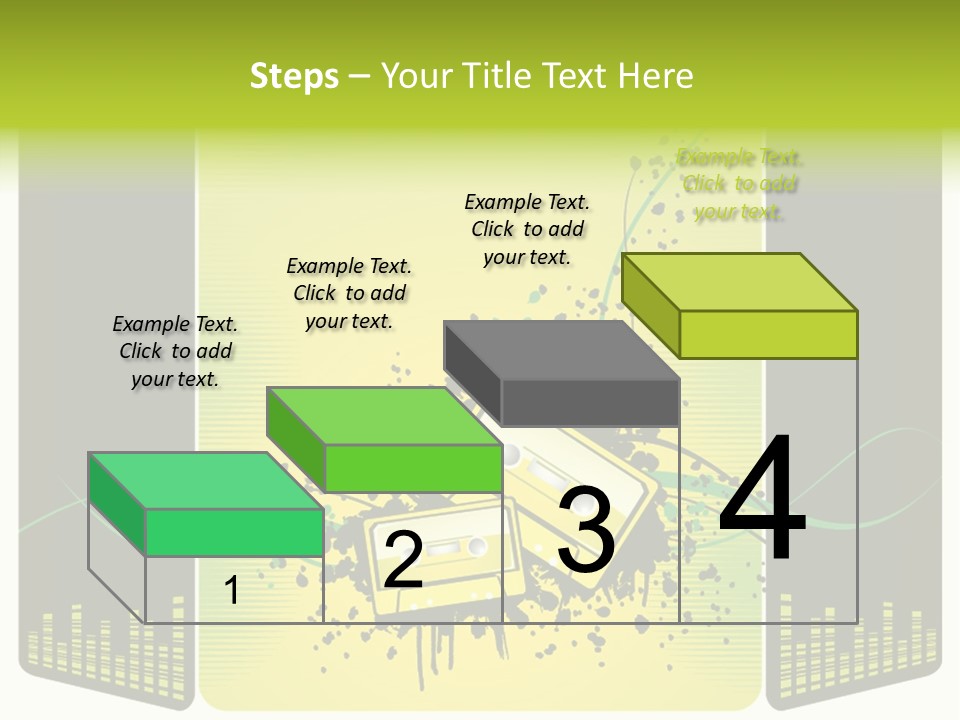 A Yellow And Black Background With A Cassette PowerPoint Template
