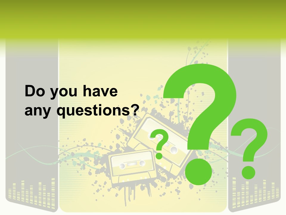 A Yellow And Black Background With A Cassette PowerPoint Template