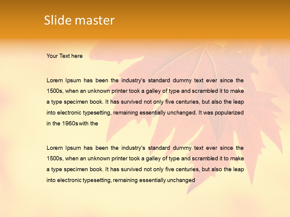 A Leaf Is Shown On A Yellow And Orange Background PowerPoint Template