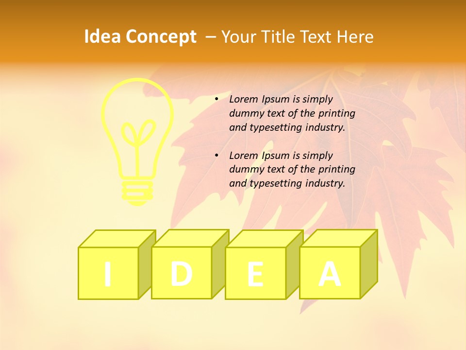 A Leaf Is Shown On A Yellow And Orange Background PowerPoint Template