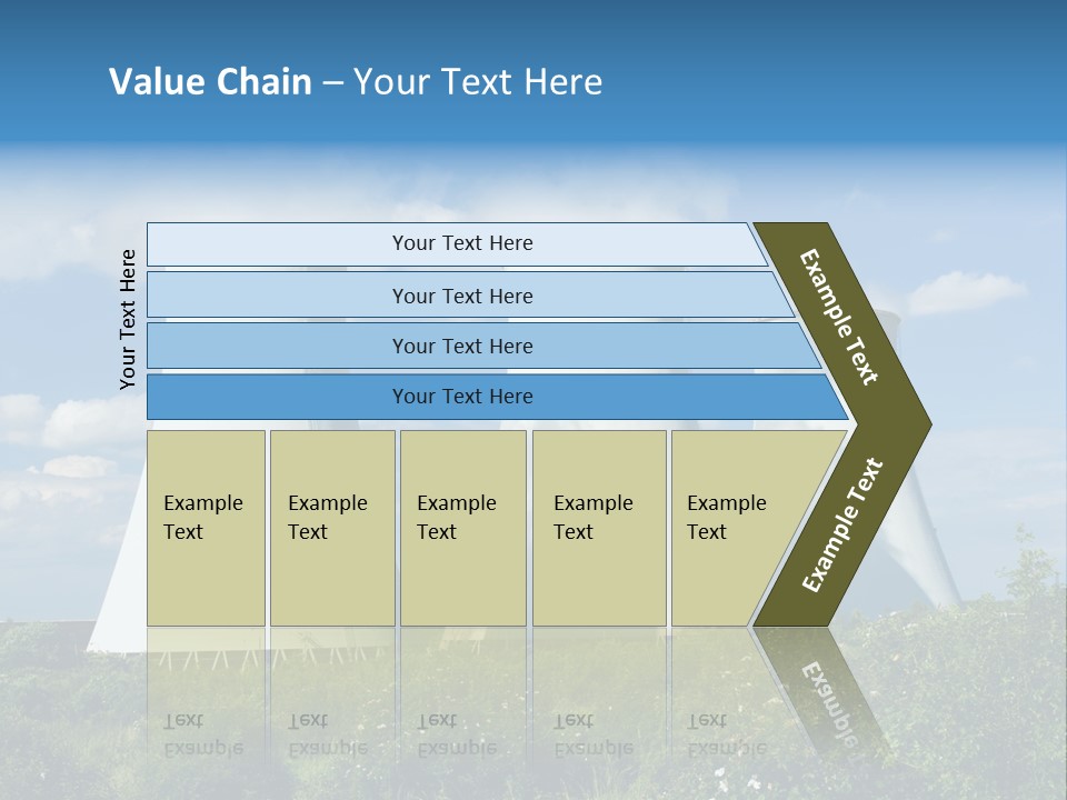 Three Cooling Towers In A Field With A Blue Sky In The Background PowerPoint Template