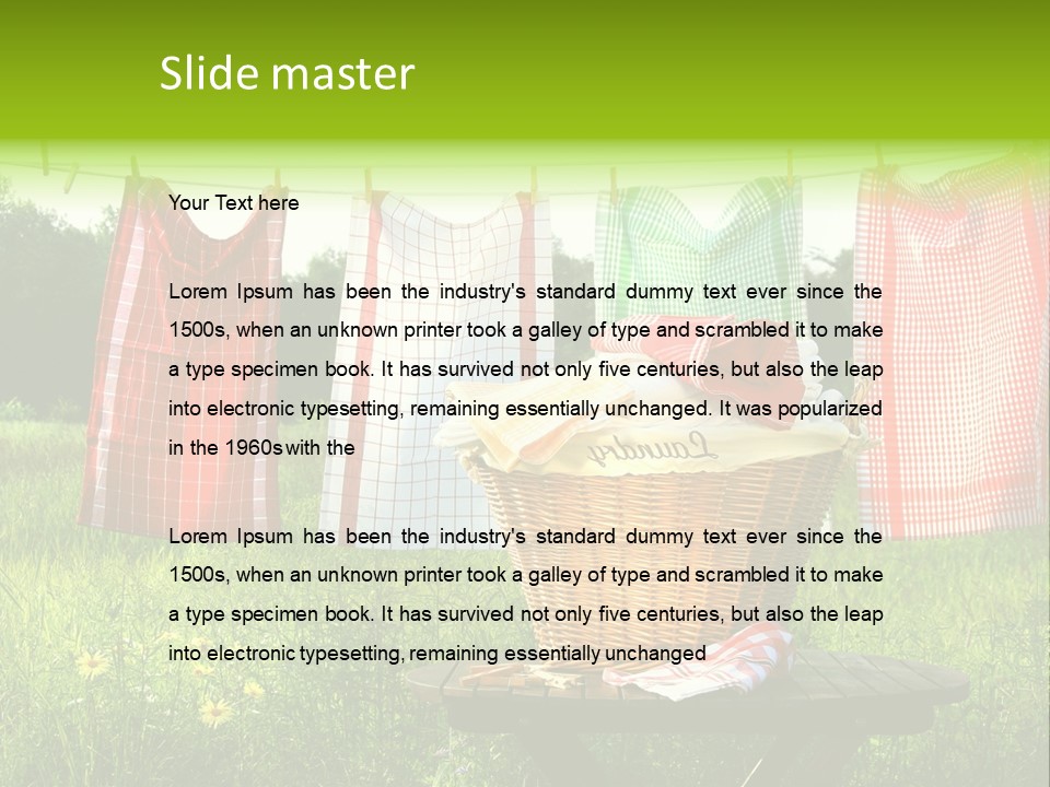 A Basket With Clothes Hanging On A Clothes Line PowerPoint Template