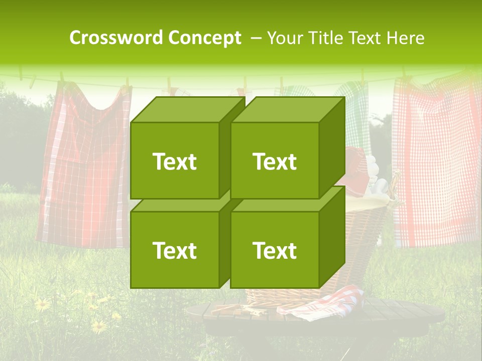 A Basket With Clothes Hanging On A Clothes Line PowerPoint Template