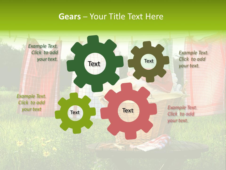 A Basket With Clothes Hanging On A Clothes Line PowerPoint Template