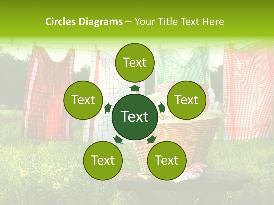 A Basket With Clothes Hanging On A Clothes Line PowerPoint Template